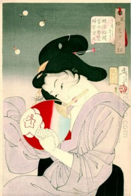 Encantado La aparición de una Geisha hoy durante la Era Meiji