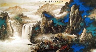 Mountains, waterfall - Chinese Painting