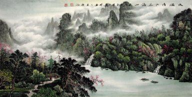 Montanhas e água - pintura chinesa