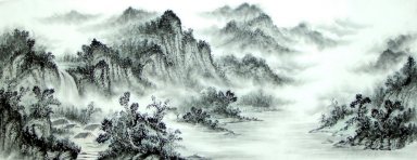 Trees and Building - Chinese Painting