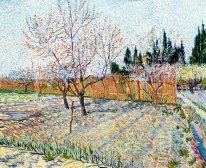 Boomgaard met bloeiende perzikbomen 1888