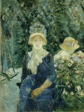 Mujer en un jardín