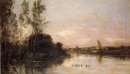 Patinhos em um River Landscape 1874