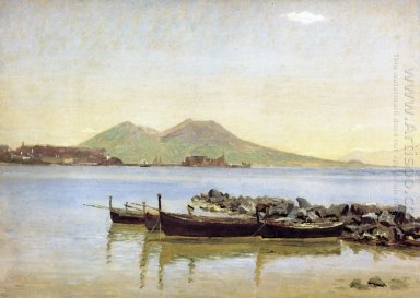 A baía de Nápoles com o Vesúvio no plano de fundo