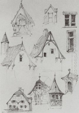 Croquis architecturaux de voyager en Allemagne 1872
