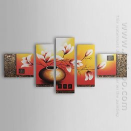Pintados à mão pintura a óleo floral - conjunto de 5