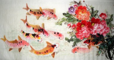 Рыба и Пион - китайской живописи