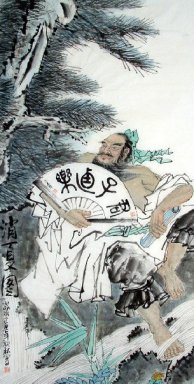 Alter Mann, hält ein Fan-chinesische Malerei