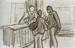 Homens na frente do balcão de um Cafe 1890