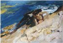 Letar efter krabbor bland klipporna Javea 1905