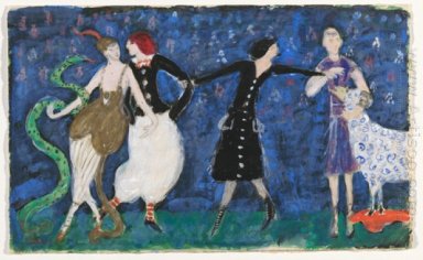 Euridice and her Snake, Two Tango Dancers and St. Francis. Costu