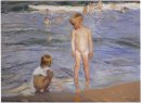 Children Bathing In The Afternoon Sun 1910