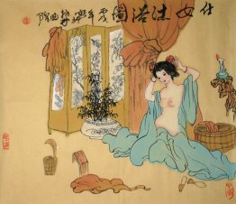 Gadis Mengambil Mandi-Xizhao - Lukisan Cina