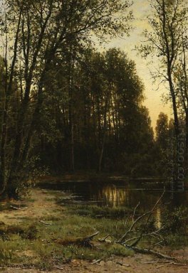 Backwater de rivière dans la forêt 1890