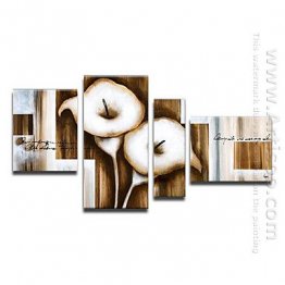 Tangan-Dicat Floral Oil Painting - Set 4