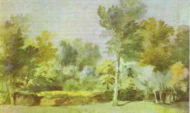 eine Wiese umgeben von Bäumen 1635