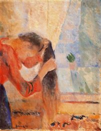 Flicka som kammar henne hår 1892