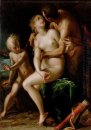 Venus, Cupido y un sátiro