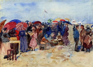 Treport Plage aussi connu comme un Treport 1892 Very Sunny Day