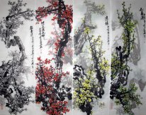 Pruimenbloesem - FourInone - Chinees schilderij