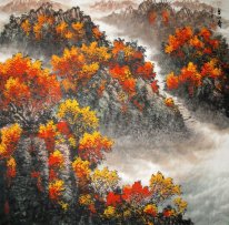 Waterfall, Arbres - Peinture chinoise