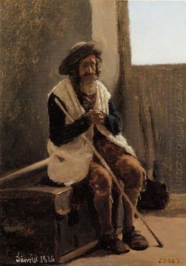 Old Man Sittande På Corot S Trunk 1826