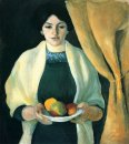 porträtt med äpplen porträtt av konstnärens hustru