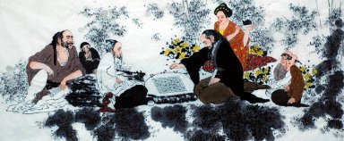 Gaoshi, schaken - Chinees schilderij