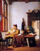 Merchant at a table near window