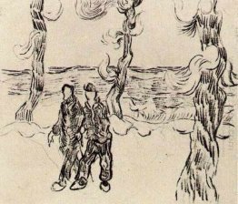 Dua Pria Pada Jalan Dengan Pine Trees 1890