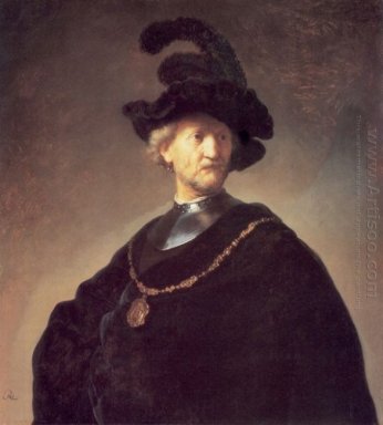 Viejo Hombre Con Un Sombrero Negro Y Gorget
