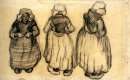 Tre studi di una donna con uno scialle 1885