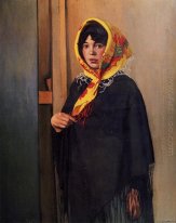Mulher nova com lenço amarelo 1911