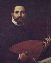 porträtt av Giovanni Gabrieli med luten