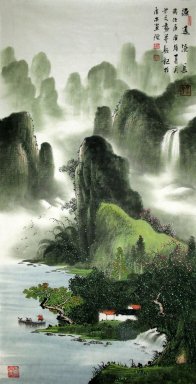 Montagne e cascata - Pittura cinese
