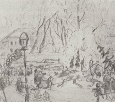 Dibujo preparatorio de la pintura Ganga Navidad 1918