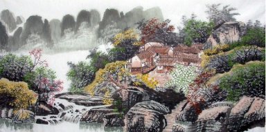 Lodge sur la colline - Peinture chinoise