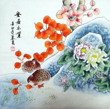 Oiseaux et fleurs - Peinture chinoise