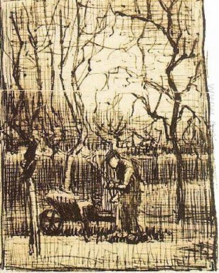 Gärtner mit einer Schubkarre 1884