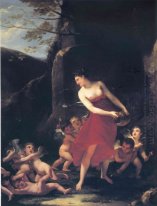 Jonge Naiad gestreeld door de Cupido'S