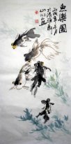 Fish-Swim heureusement - Peinture chinoise