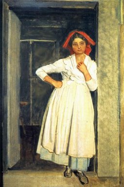 Ein Mädchen aus Albano in der Tür stehen