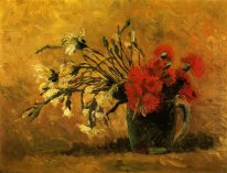 Vas Dengan Merah Dan Putih Anyelir Pada Background Yellow 1886