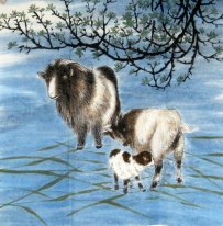 Sheep - Pittura cinese