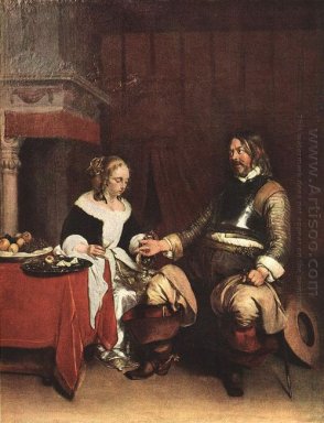 Man Offering a Woman Coins