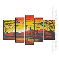 Pintados à mão pintura a óleo da paisagem - conjunto de 5