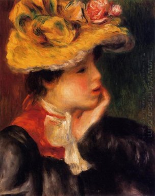 Huvud av en ung kvinna gul hatt 1894