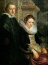 Stående av en ung gift par 1620