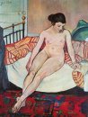 Nudité avec Blanket rayée 1922
