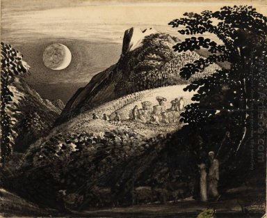 The Harvest Moon. Menggambar untuk \'A Adegan Pastoral\' 1832